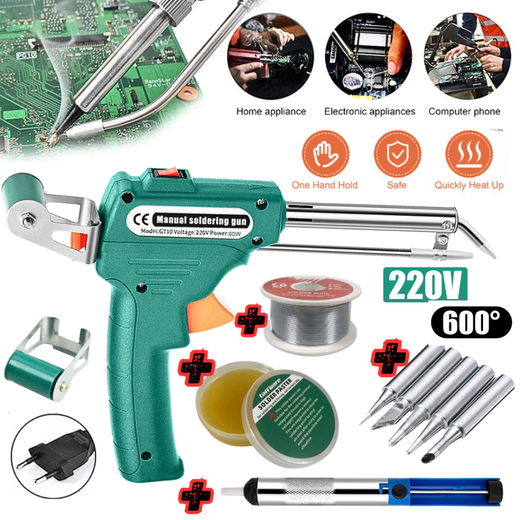 Taffware Solder Listrik Tembak 60W Outomatis Set Lengkap+Timah+Mata Solder+Fasta+Penyedot- GT10