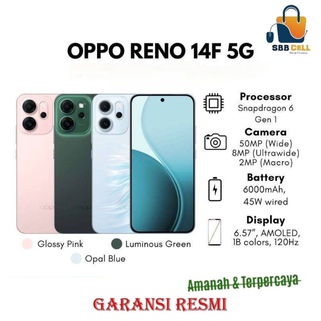 HP OPPO RENO 14F 5G 8/128 GB - OPPO RENO 14 F 5G RAM 8GB ROM 128GB GARANSI RESMI