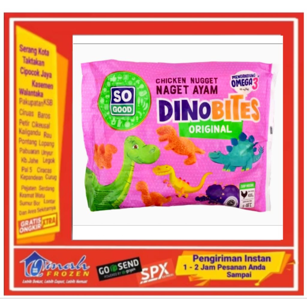 So Good Dino Bites 400gr. Nugget Dinosaurus, Frozen Serang