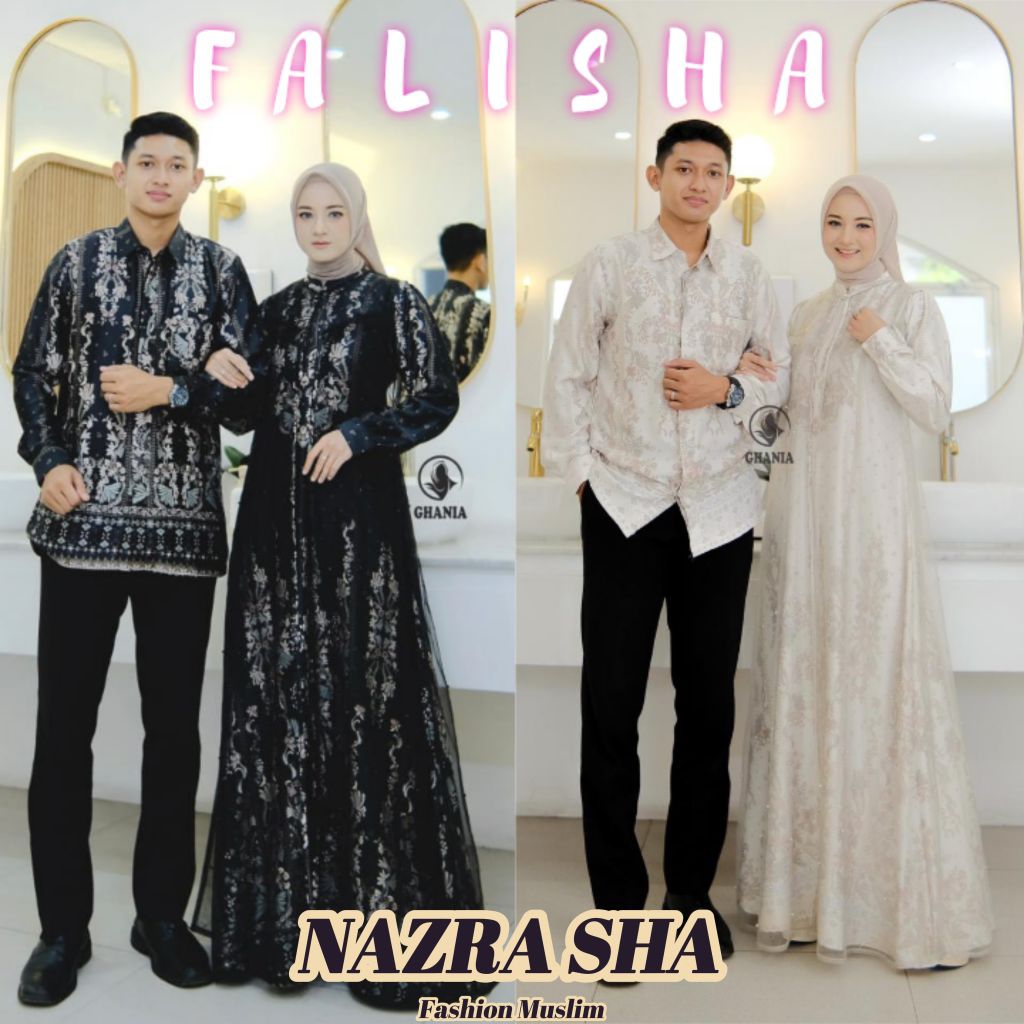 Ready...(p1a+) FALISHA SERIES | GHANIA SARIMBIT RAYYA Baju Serimbit / Couple Dress Gamis dan Koko se