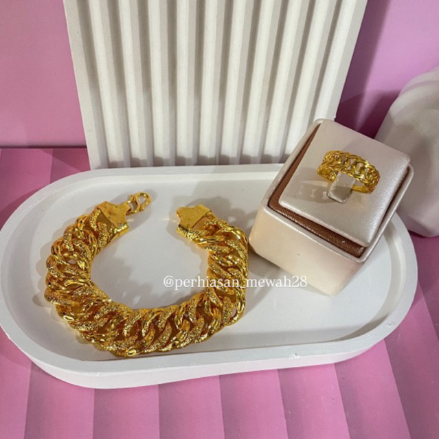set perhiasan gelang lipan jumbo free cincin rantai