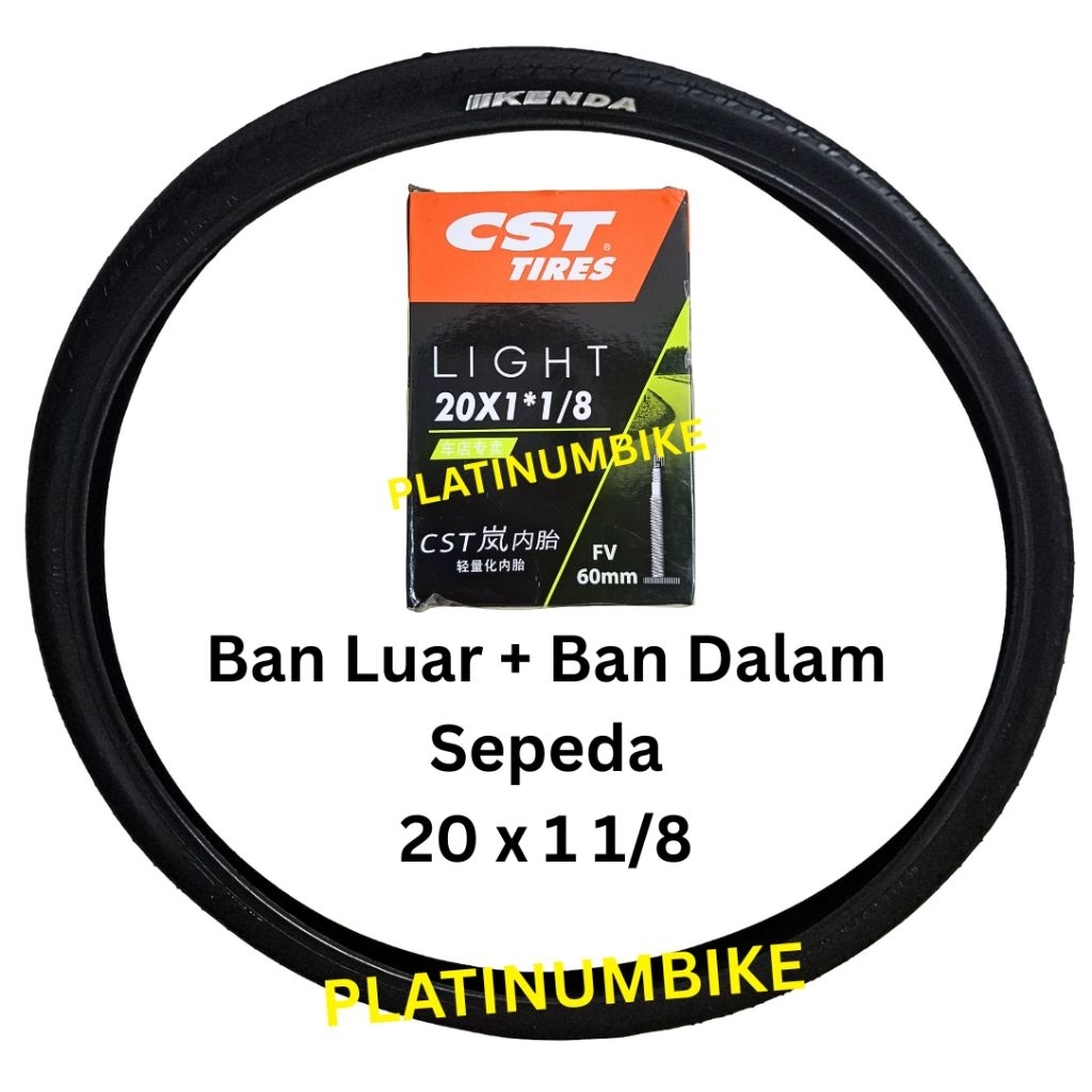 PAKET Ban Luar KENDA + Ban Dalam CST Sepeda 20 x 1 1/8 Sepeda Lipat MiniTrack Mini Track