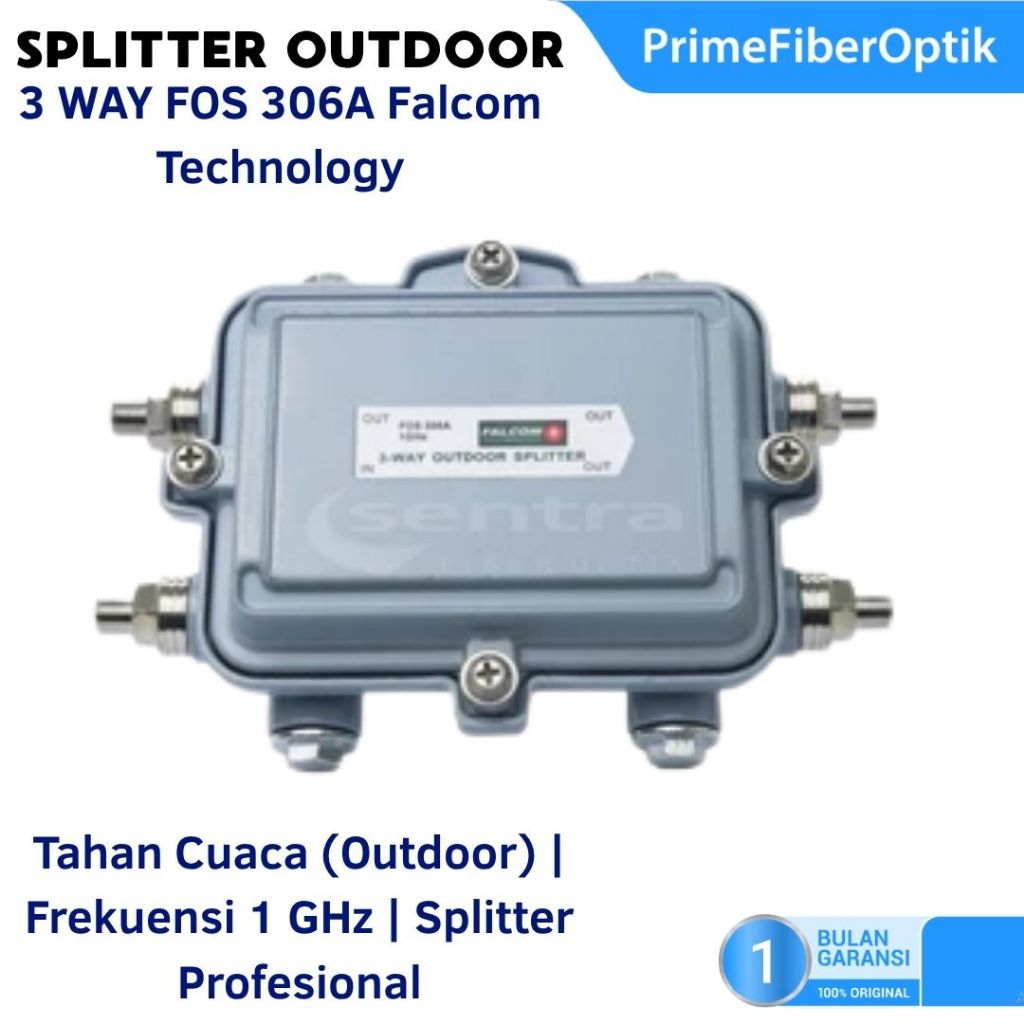 Falcom FOS 306 – Splitter CATV Outdoor 3 Way | Pembagi Sinyal TV Kabel Stabil & Tahan Cuaca