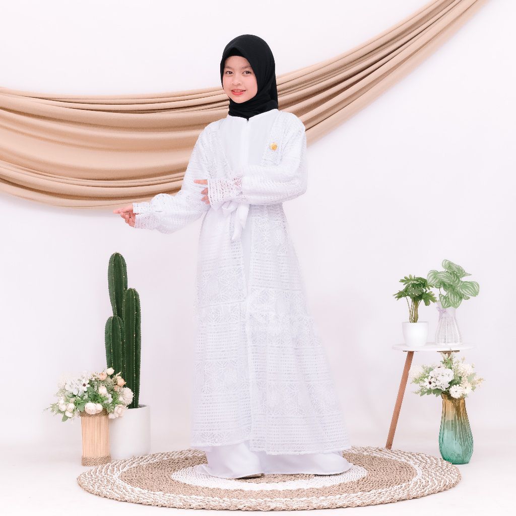 Gamis Brokat Allyya Gamis Muslim Anak Remaja Outer Bisa Di lepas Baju Lebaran 2025-2026