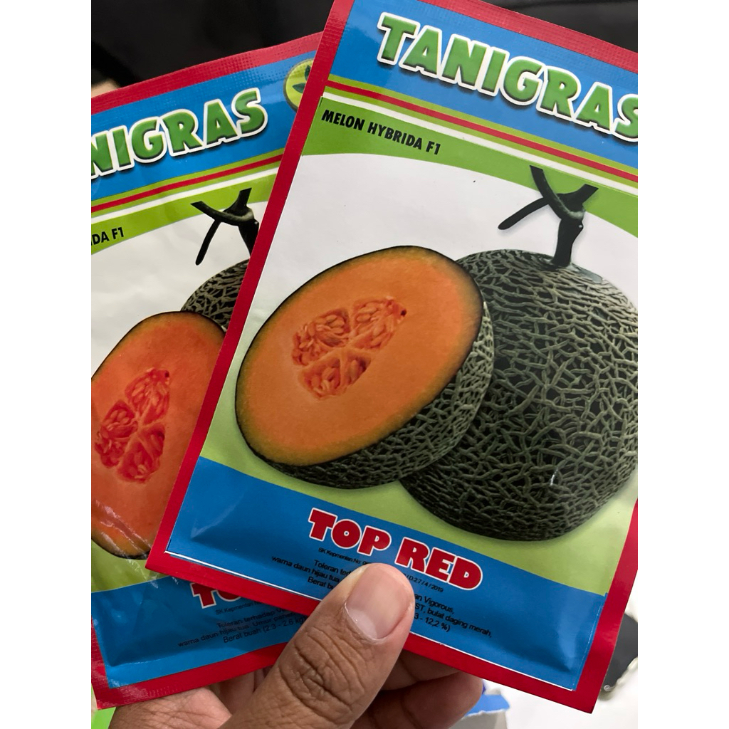 Benih Melon top red f1 Tanigras 12gram(500biji) buah manis tahan simpan exp 2027