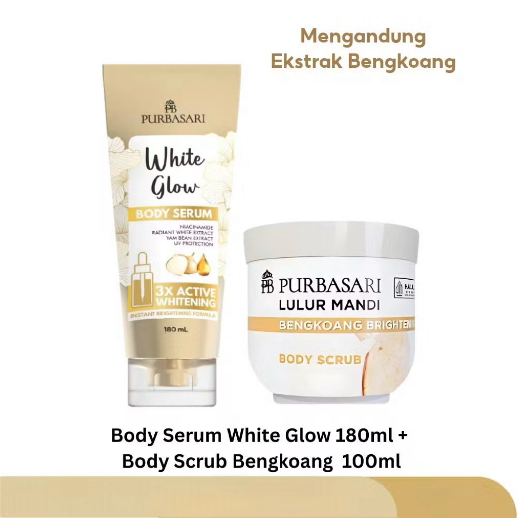 PAKET HEMAT Purbasari Body Serum 180ml + Purbasari Lulur Mandi Body Scrub - Kulit Sehat Glowing