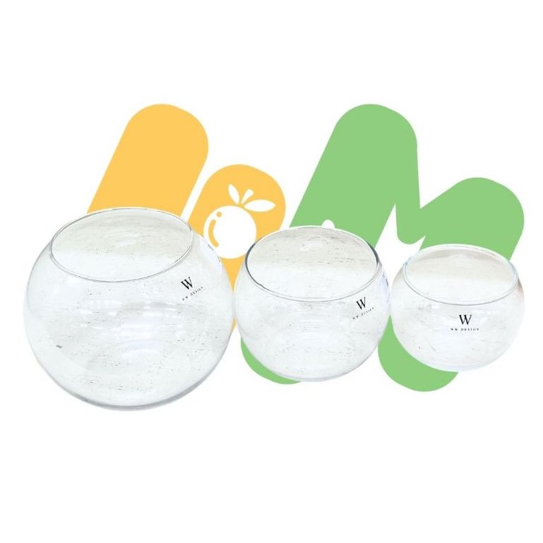 AQUARIUM MINI WW DESIGN / AQUARIUM KACA BULAT POLOS LUNA A