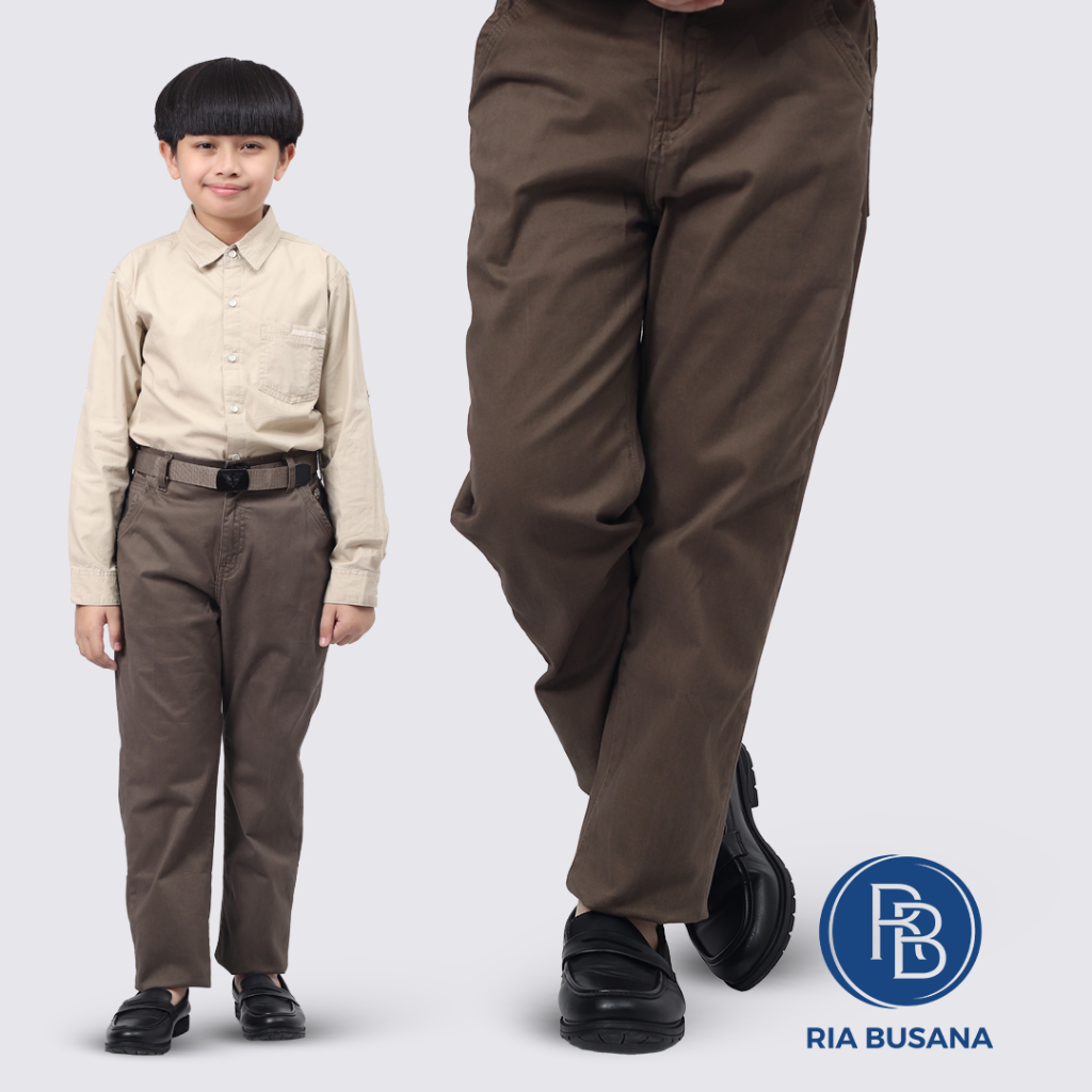Ria Busana - Bombi - Celana Panjang Anak Pria Free Ikat Pinggang Katun Halus Art. BPEK08404BN