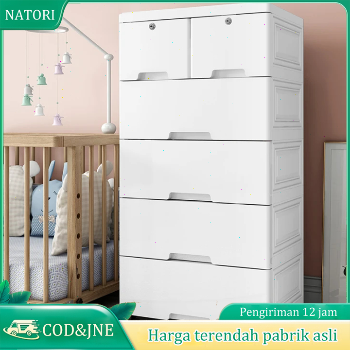 Lemari Pakaian Plastik Lemari Plastik Tebal Putih Polos/Bisa Dilipat Untuk Pakaian Bayi Dan Dewasa/M