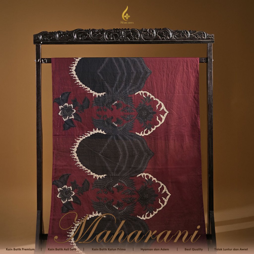 Batik Prabuarta - Kain Batik Solo Modern Premium Maharani Maroon Bahan Batik Katun Motif Mewah