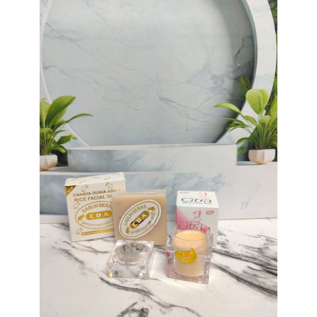 paket 3in1 untuk perawatan wajah cream citra super dan sabun beras CDA rice facial soap BPOM