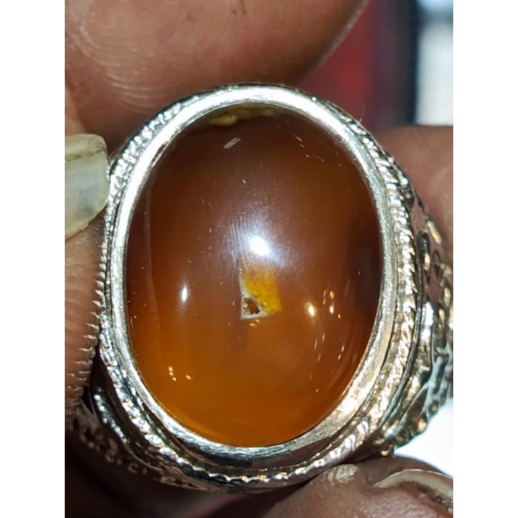 batu asli combong Sulaeman madu super mewah ikat alpaka cor krum no 8