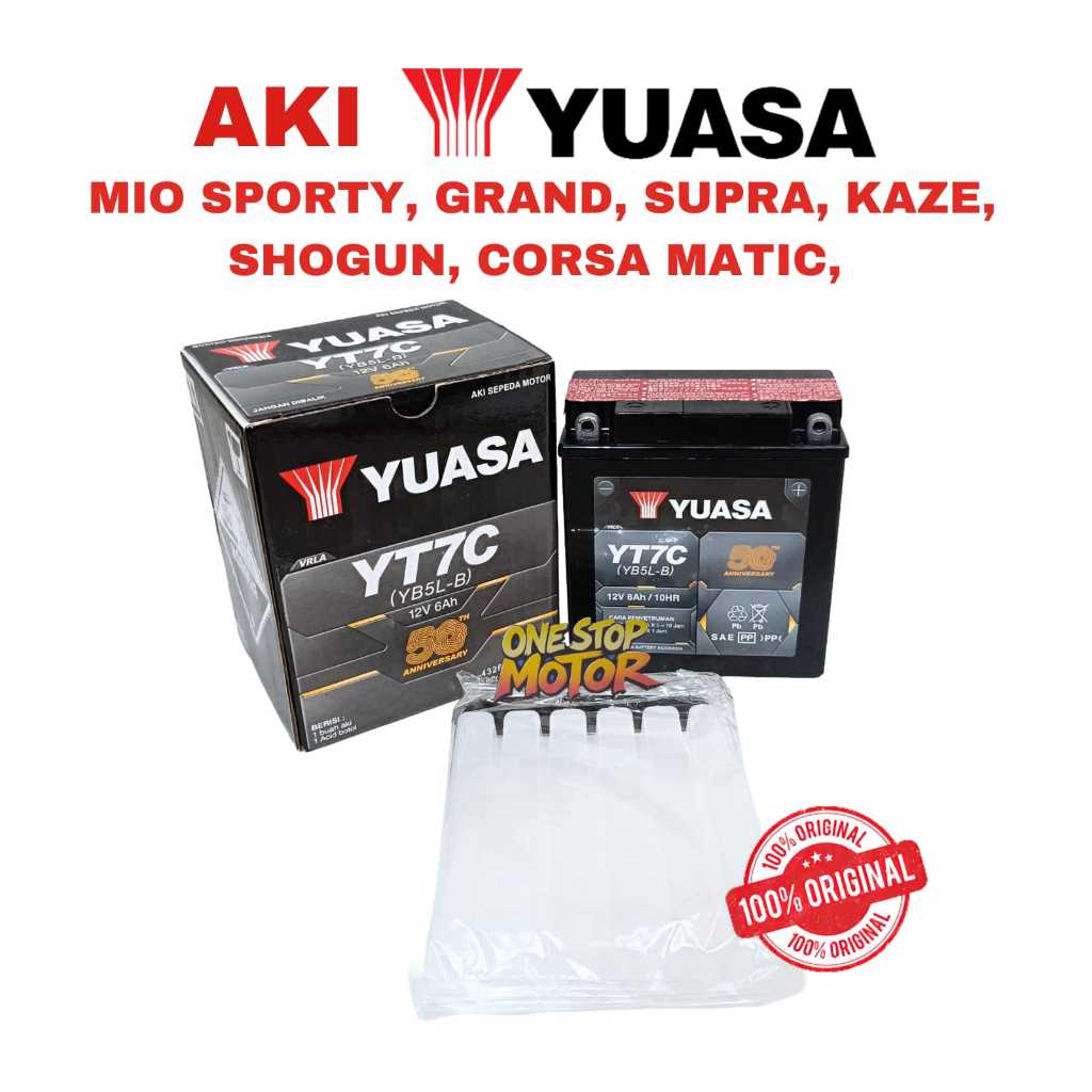 Aki Kering Yuasa YT7C YB 5LB MF  cocok untuk supra x lama,  vega r, smash, kaze