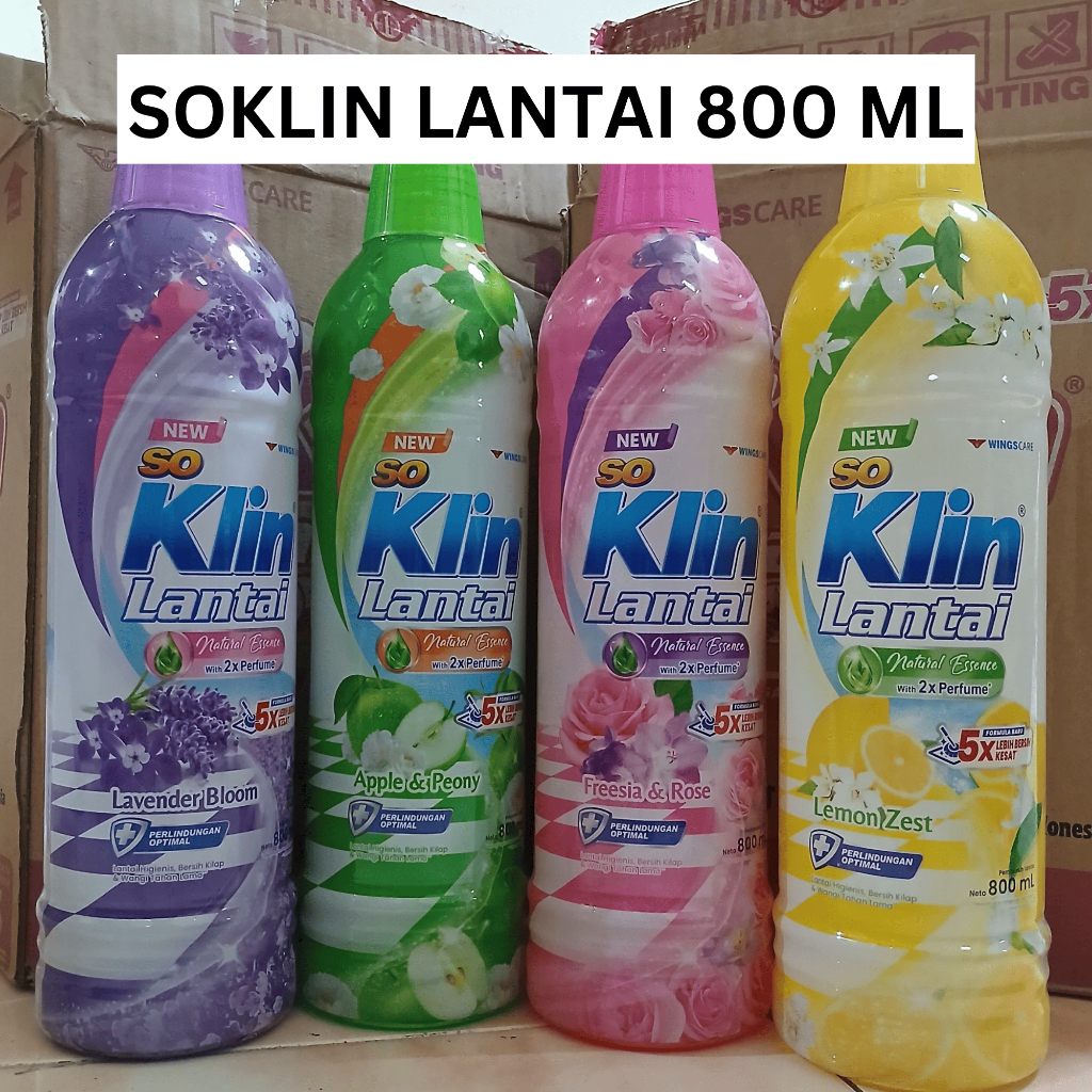 SOKLIN LANTAI PEMBERSIH WANGI BOTOL 800 ML SOKLIN LANTAI WINGSCARE LAVENDER BLOOM APPLE FREESIA LEMO
