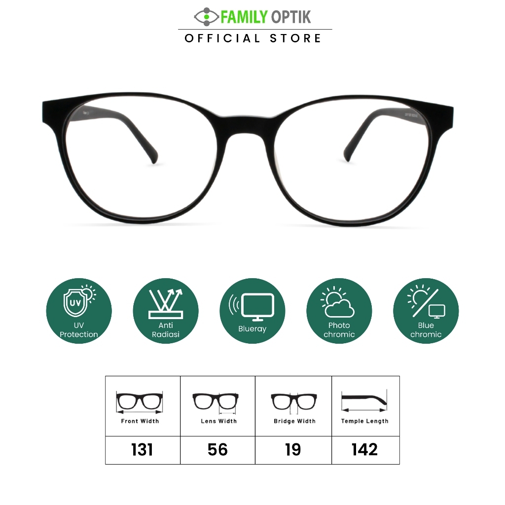 Family Optik - Kacamata Vintage Blueray Photocromic Anti Radiasi 2247