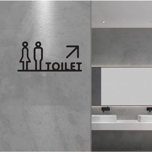 Sinage Toilet Tulisan Kamar Mandi Arah WC Estetik