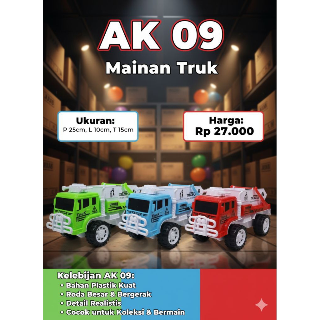 MAINAN ANAK TRUK SAMPAH TERBUKA  UKURAN BESAR AK 09