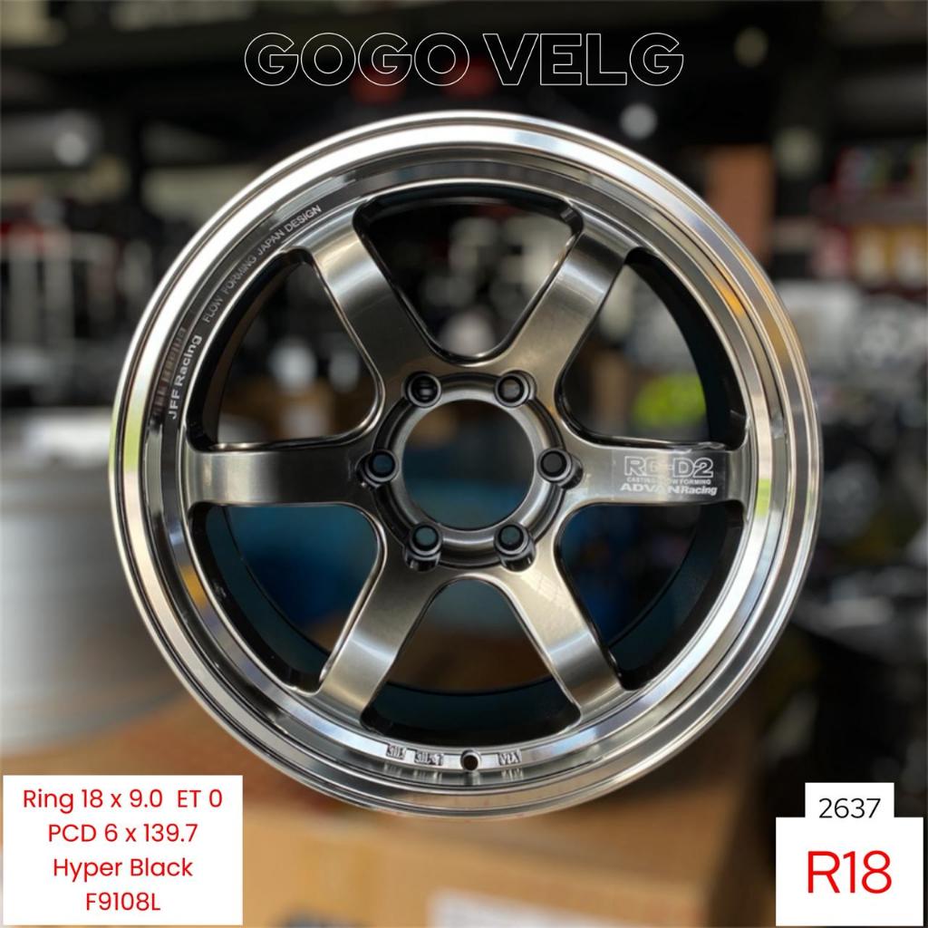 Velg Mobil R18 Advan RG D2 PCD 6X139,7 Lebar 9 ET 0 JF Luxury Fortuner Pajero H1 Ring 18 Hyper Black