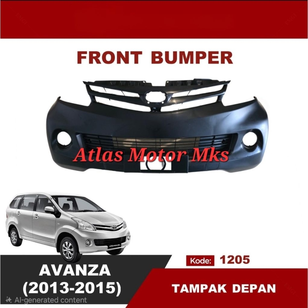 [1PC] BUMPER BEMPER TANDUK DEPAN TOYOTA ALL NEW AVANZA 2012 2013 2014 "2012-2014" - HITAM - 1205