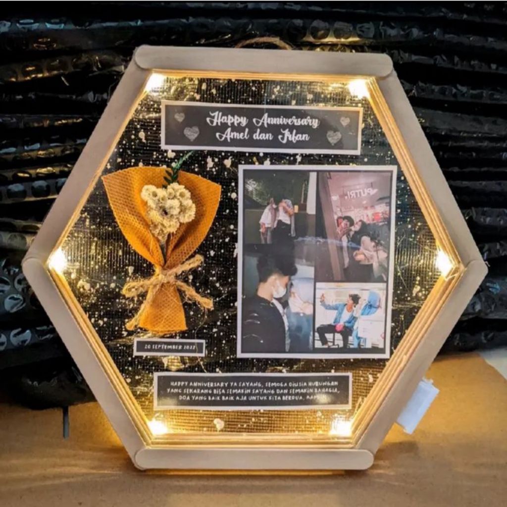 HEXAGONAL FRAME - Hexa frame / Bingkai foto  / kado custom foto / kado pigura / kado ulang tahun / k