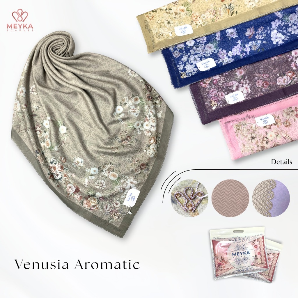 [Paket Usaha/Reseller] Hijab Segi Empat Venusia Aromatik by Meyka (Toko Media Hijab) 10 pcs