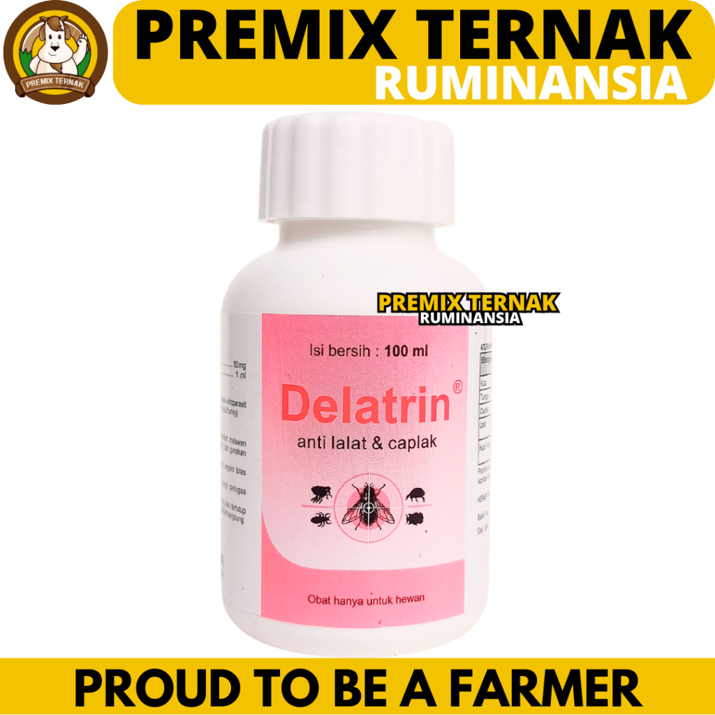 DELATRIN 100ml - Obat Anti Kutu Caplak Lalat dan tungau untuk Hewan Sapi Kambing Domba