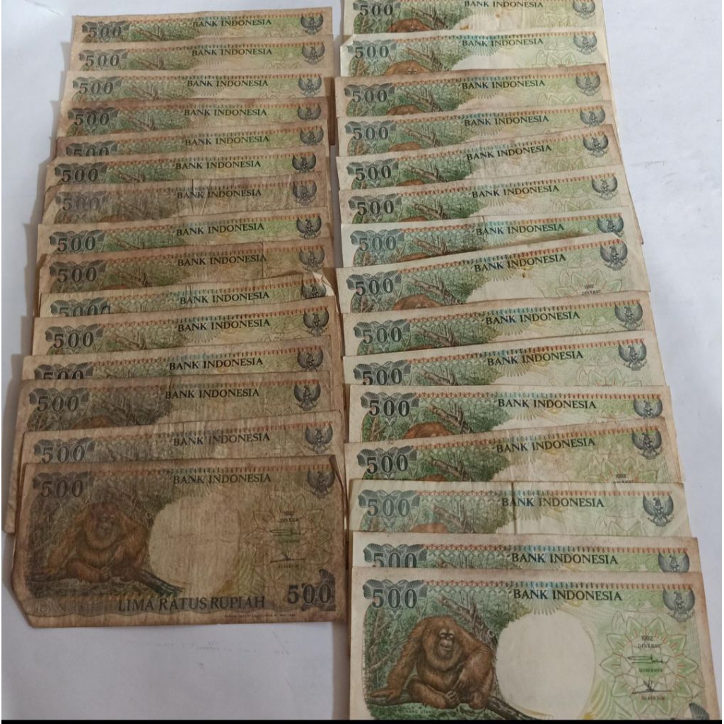 Uang kertas kuno Rp 500 th 1992 edisi monyet