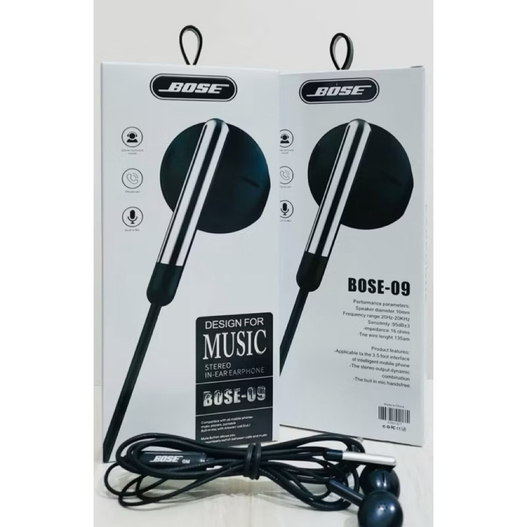 Headset Handsfree BOSE-09 HF Earphone Universal Stereo Sound BOSE-09