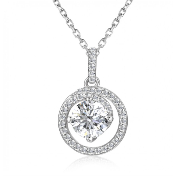 Berlian Moissanite Dorielle Pendant [GRA CERTIFICATE MOISSANITE DIAMOND] - Kalung 1 carat Moissanite