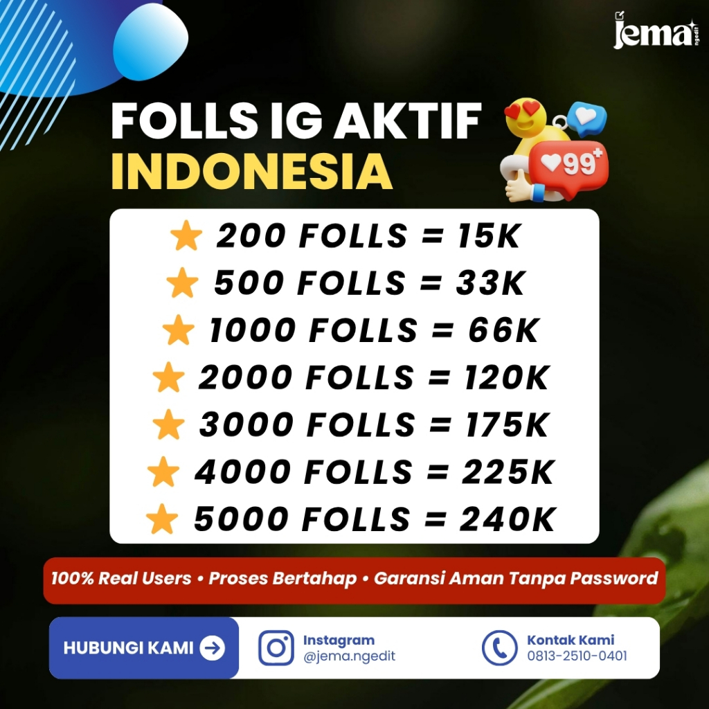 FOLLOWERS IG REAL AKTIF INDONESIA FOLLOWERS INDO