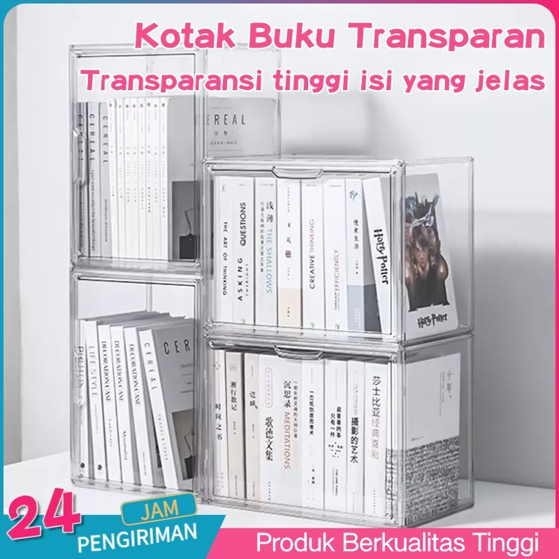 Ekstra besar Books Meja Container Box Organiser Acrylic Transparent  Book Storage Transparent Acryli