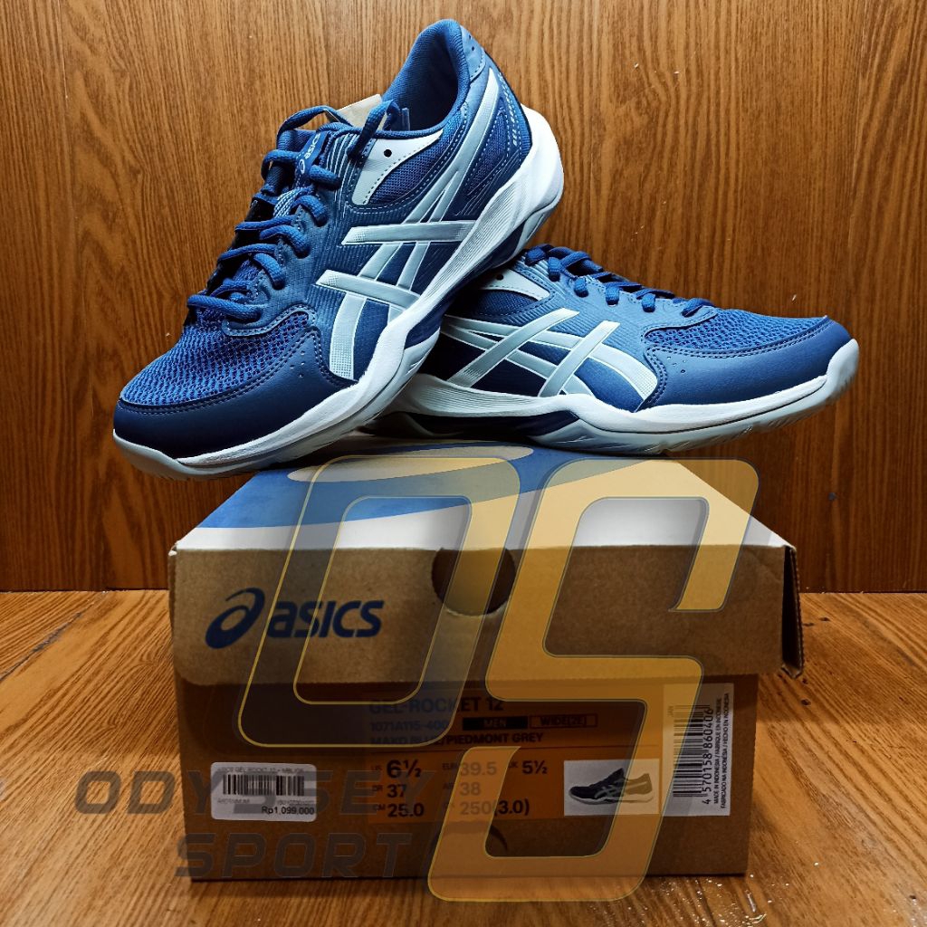 Sepatu ASICS GEL ROCKET 12 (Makko Blue/Grey) 100% ORIGINAL