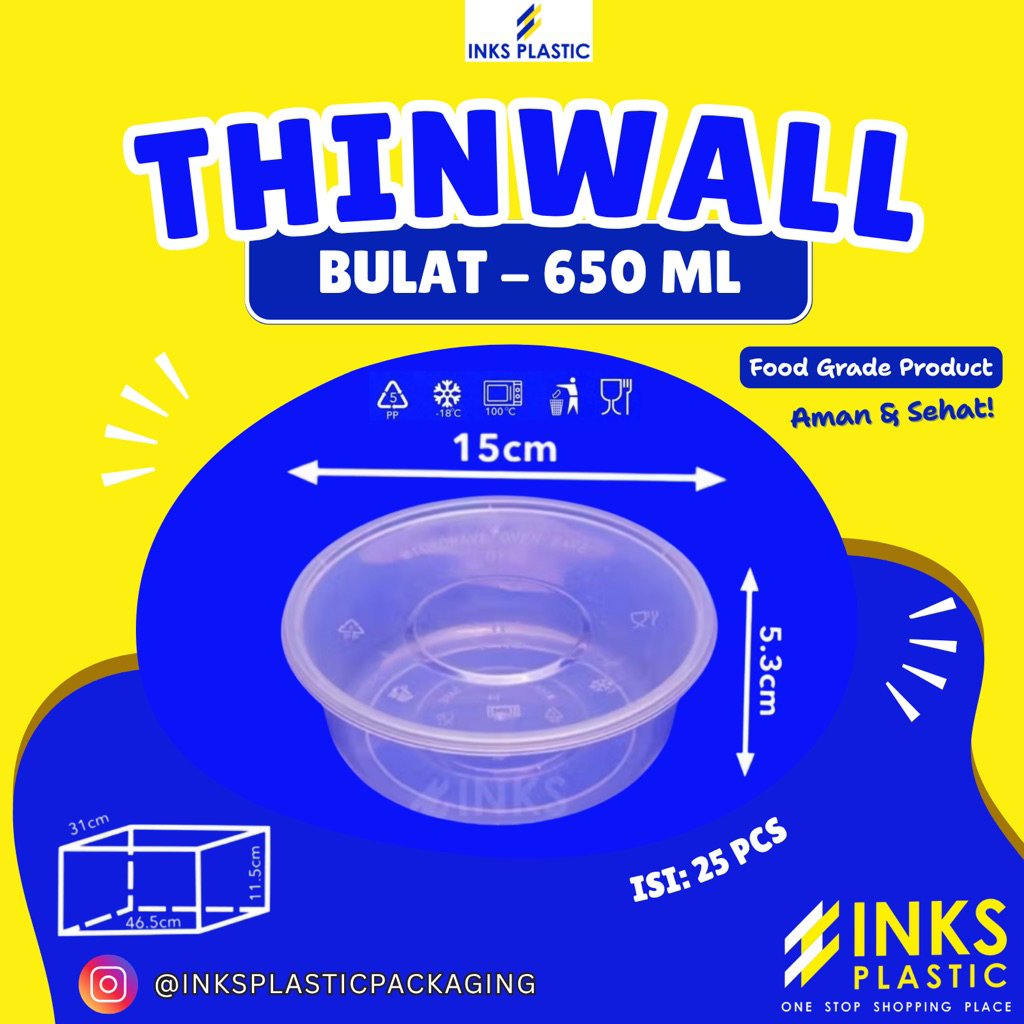 THINWALL BULAT 650 ML ROUND MANGKOK PLASTIK 650ML