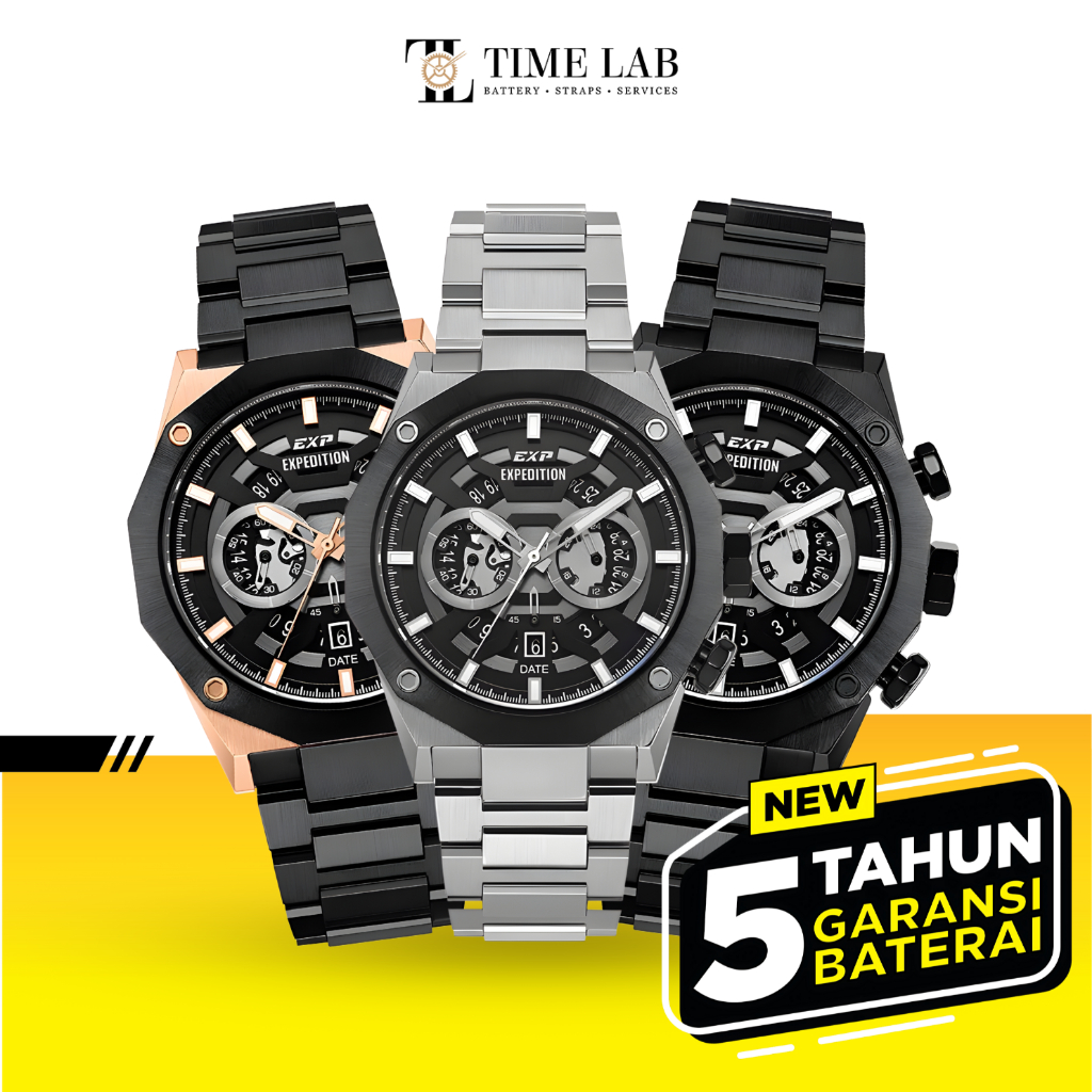 JAM TANGAN PRIA EXPEDITION E6834 / EXF6834 / E 6834 CHRONOGRAPH STAINLESS STEEL ORIGINAL TIMELAB