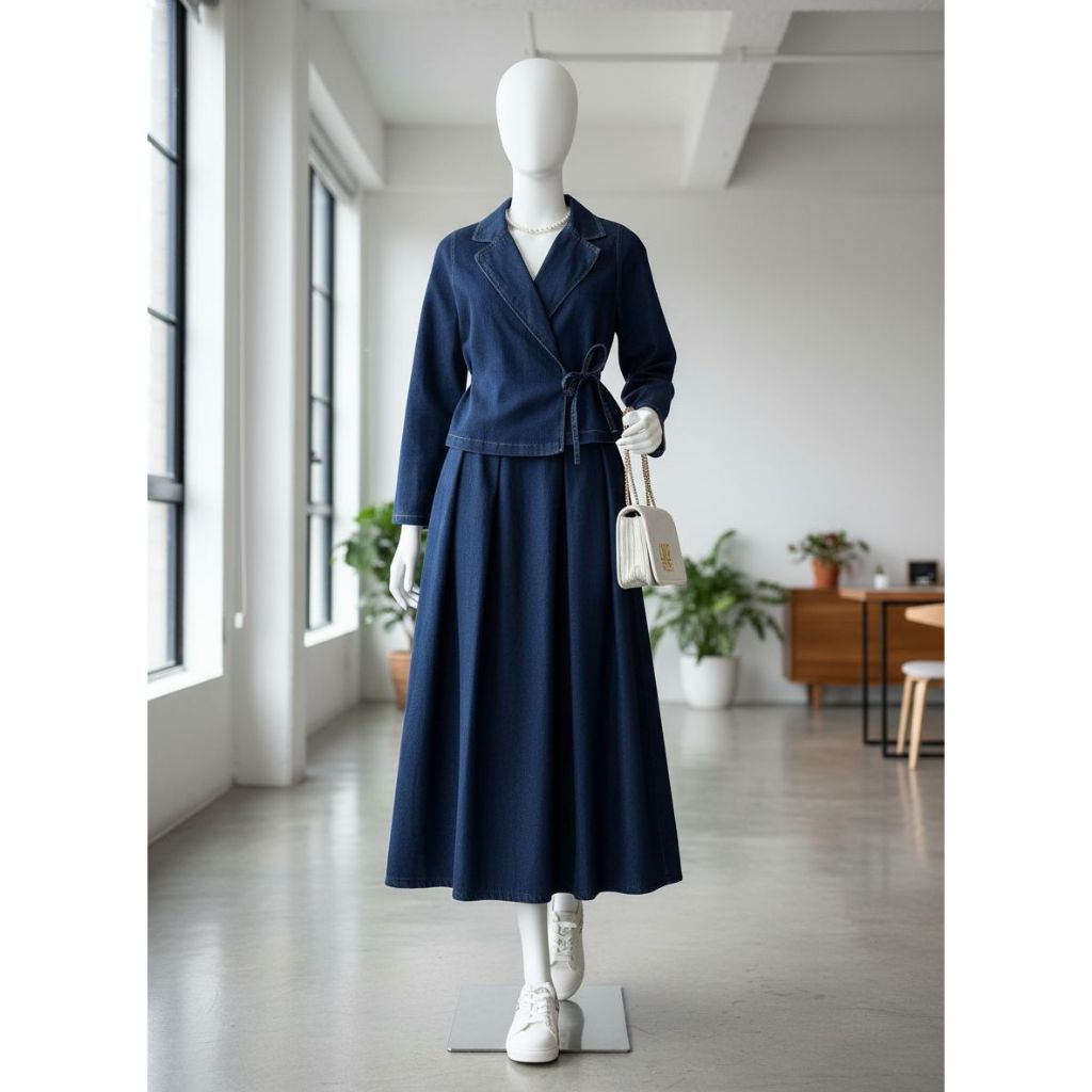 Fashion MUSLIM, baju wanita, baju stelan wanita, setelan, Setelan Jeans,one set. Bella One Set Jeans