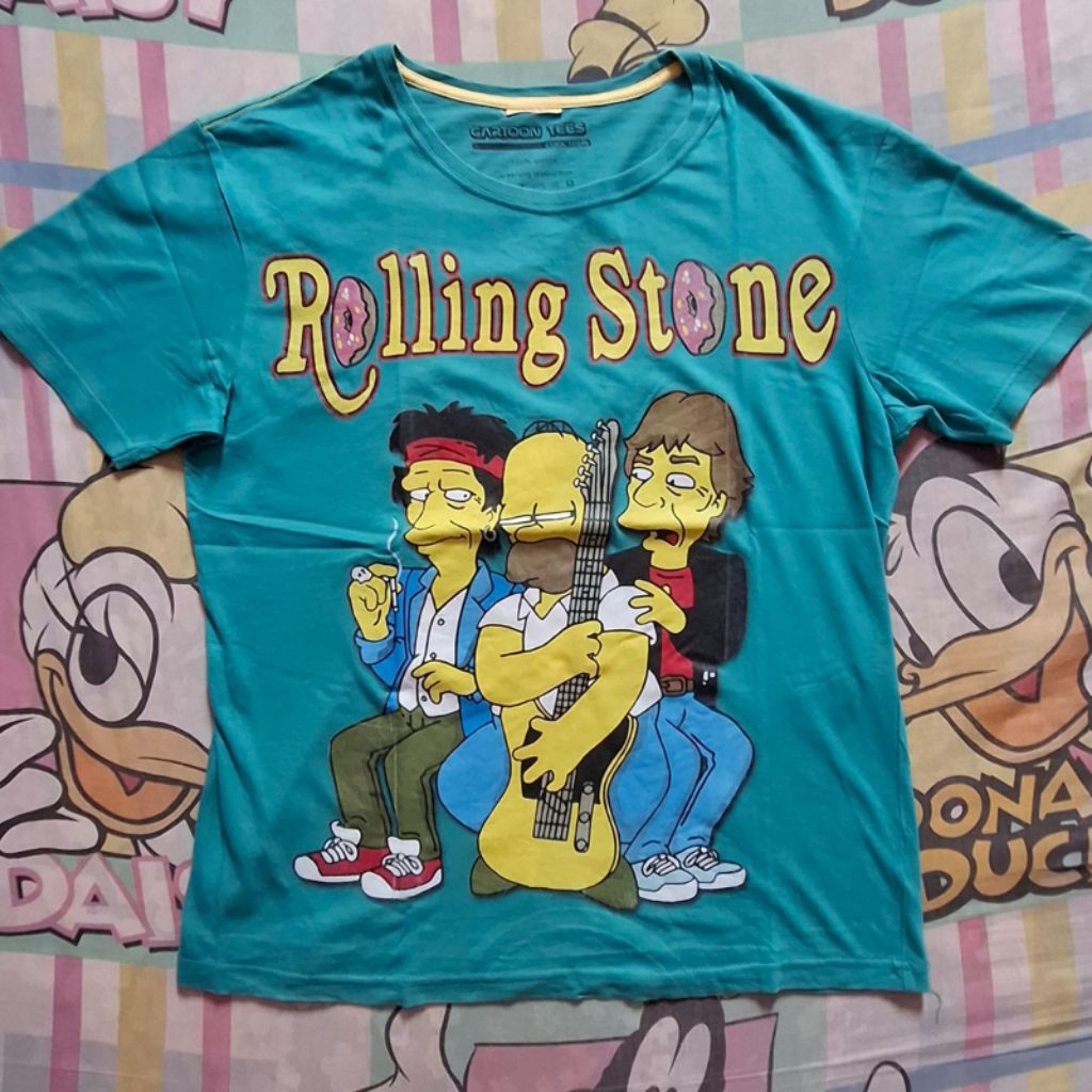 Kaos The Simpsons Rolling Stone Mick Jagger Hijau Cool Teen Preloved