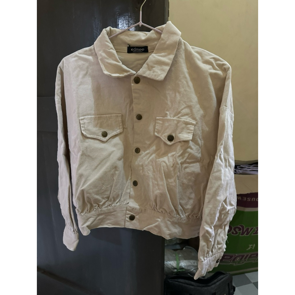 crop jacket corduroy cream by edmee outfit all size (preloved)