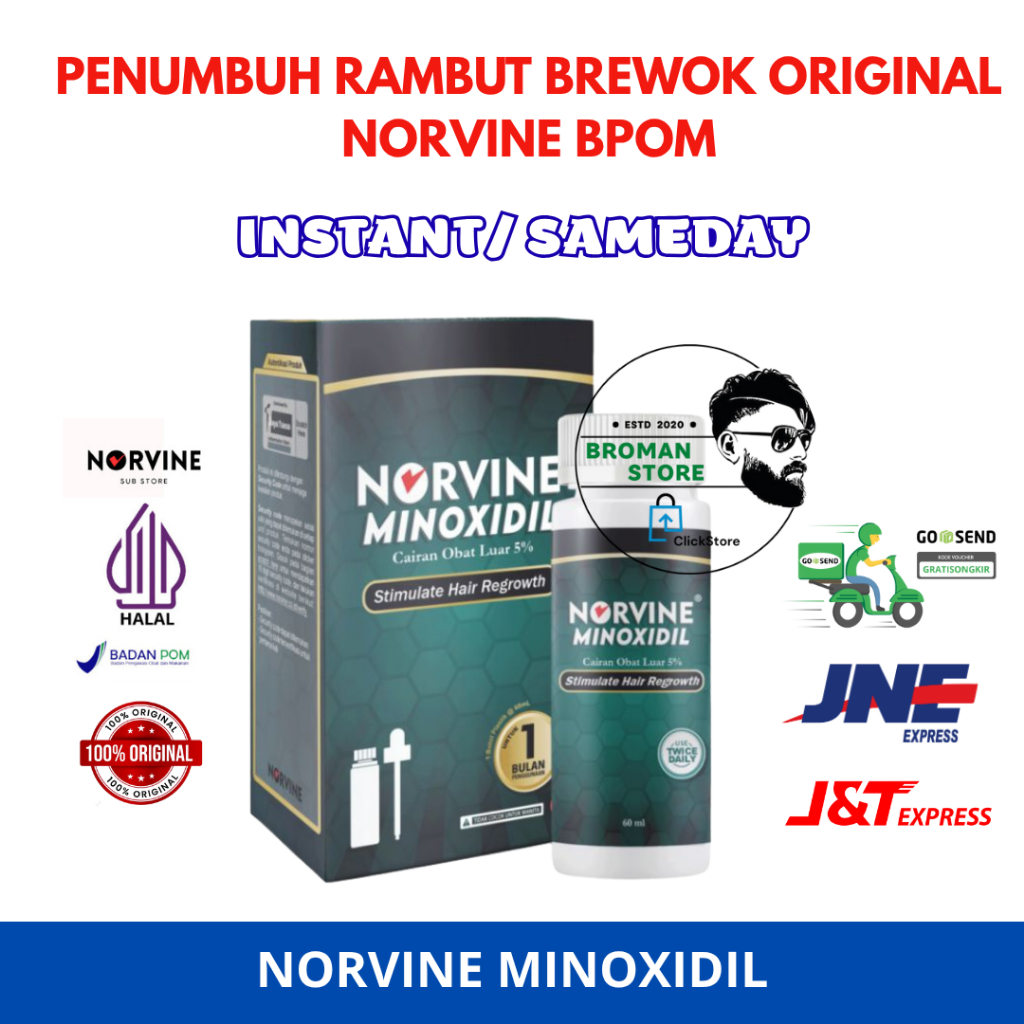 Norvine Minoxidil 5% Penumbuh Rambut Brewok - BPOM (Penumbuh Rambut, Brewok dan Jenggot)