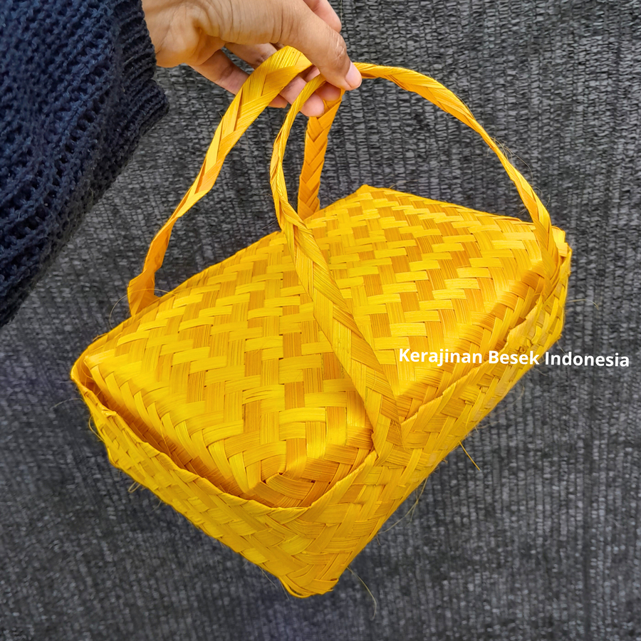 BESEK PERSEGI PANJANG JINJING & TANPA JINJING BANYAK WARNA box nasi goodie bag tas anyam bambu murah