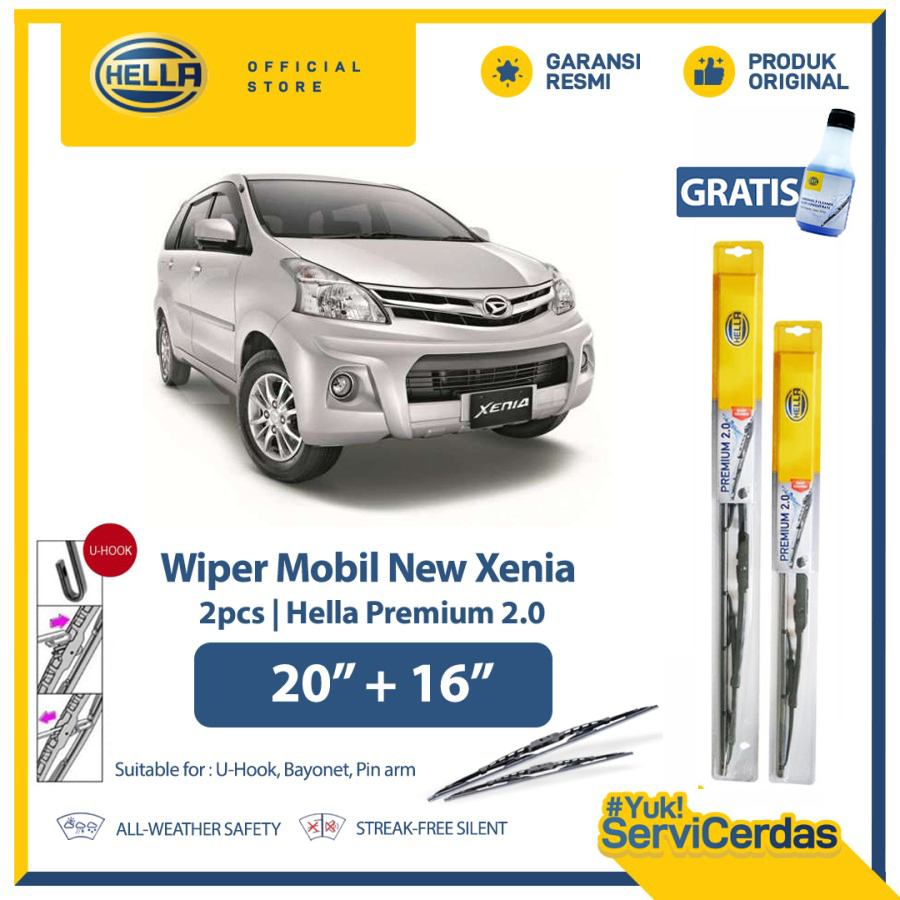 Wiper Mobil DAIHATSU Xenia NEW 20" + 16" (2pcs) -  HELLA Premium 2.0