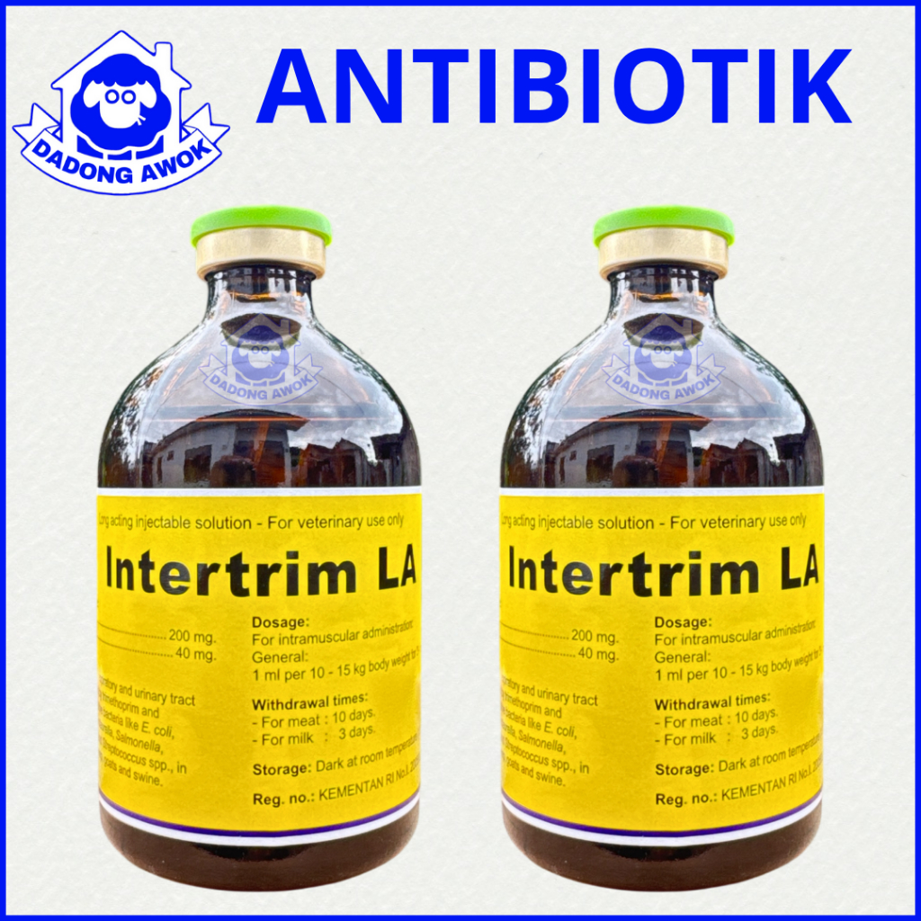 INTERTRIM LA 100 Ml - Mengobati saluran pernafasan, pencernaan dan perkencingan kambing sapi perah