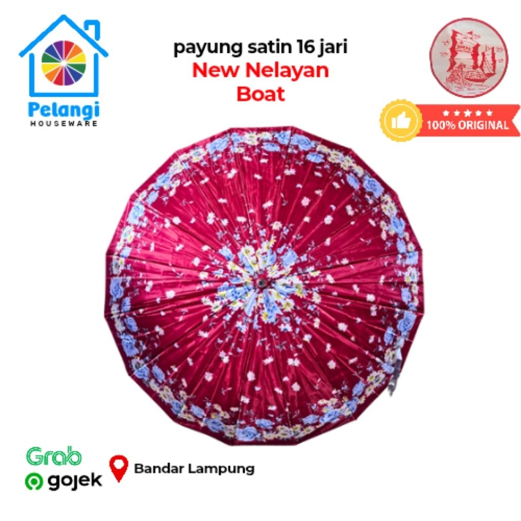 Payung Satin 16 Jari New Nelayan Boat Asli