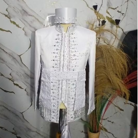 beskap pengantin putih bersih bahan bridal