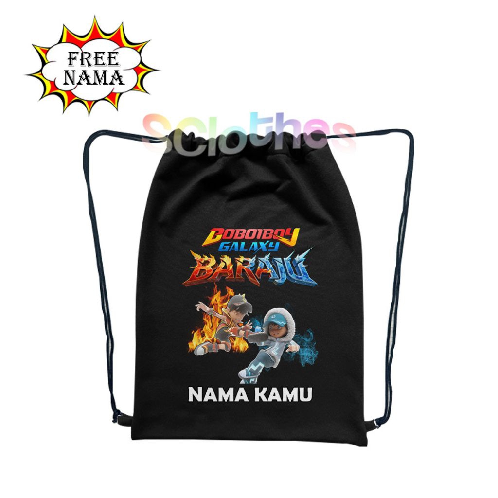 String Bag Tas Serut Anak - Anak PAUD TK BOBOIBOY GALAXY BARAJU X Boboiboy Blaze VS Boboiboy Ice Ter