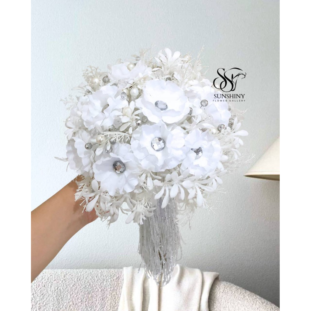 Buket Wedding Bunga Putih | Hand Buket | Buket Wedding | Buket Pernikahan | Buket Lamaran | Buket Bu