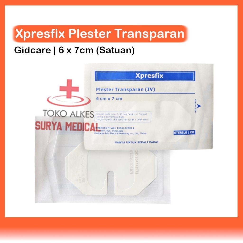 Xpresfix Plester Infus IV Transparan Anti Air Dewasa 6x7cm Anak 4.4x4.4cm Ecer/Pcs