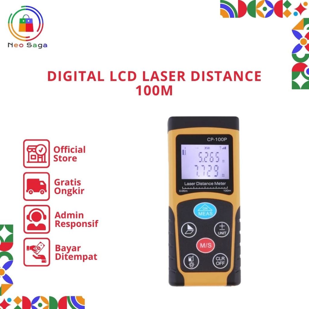 Laser Meteran Distance Meter Alat Ukur Jarak Meteran Digital LCD 100 Meter 100M CP-100 /  Meteran 10