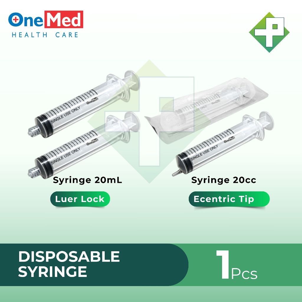 OneMed Syringe 20cc/ml / Spuit Lubang Tengah & Lubang PInggir Pack