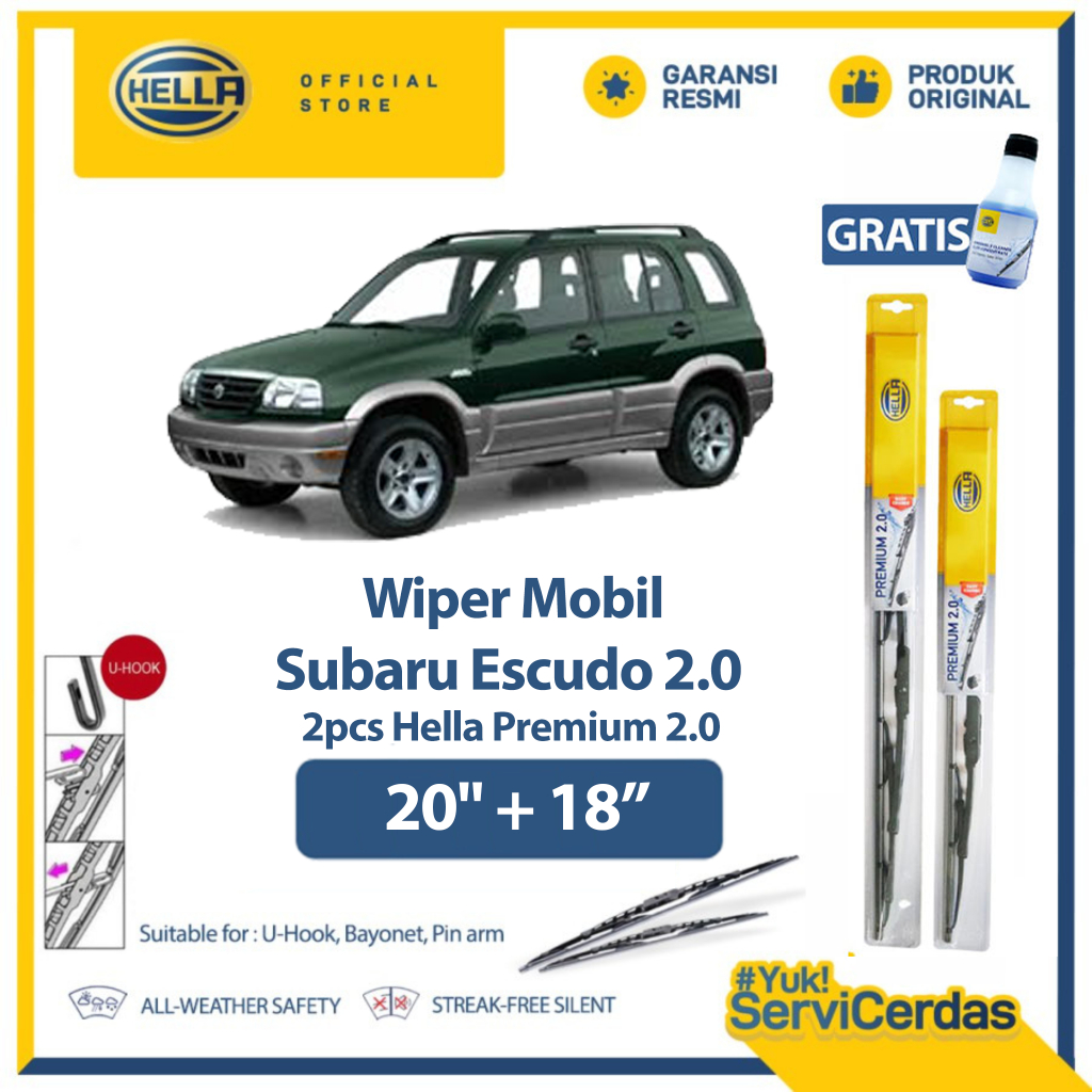 Wiper Mobil SUZUKI Escudo 2.0 20” + 18” (2pcs) - HELLA Premium 2.0