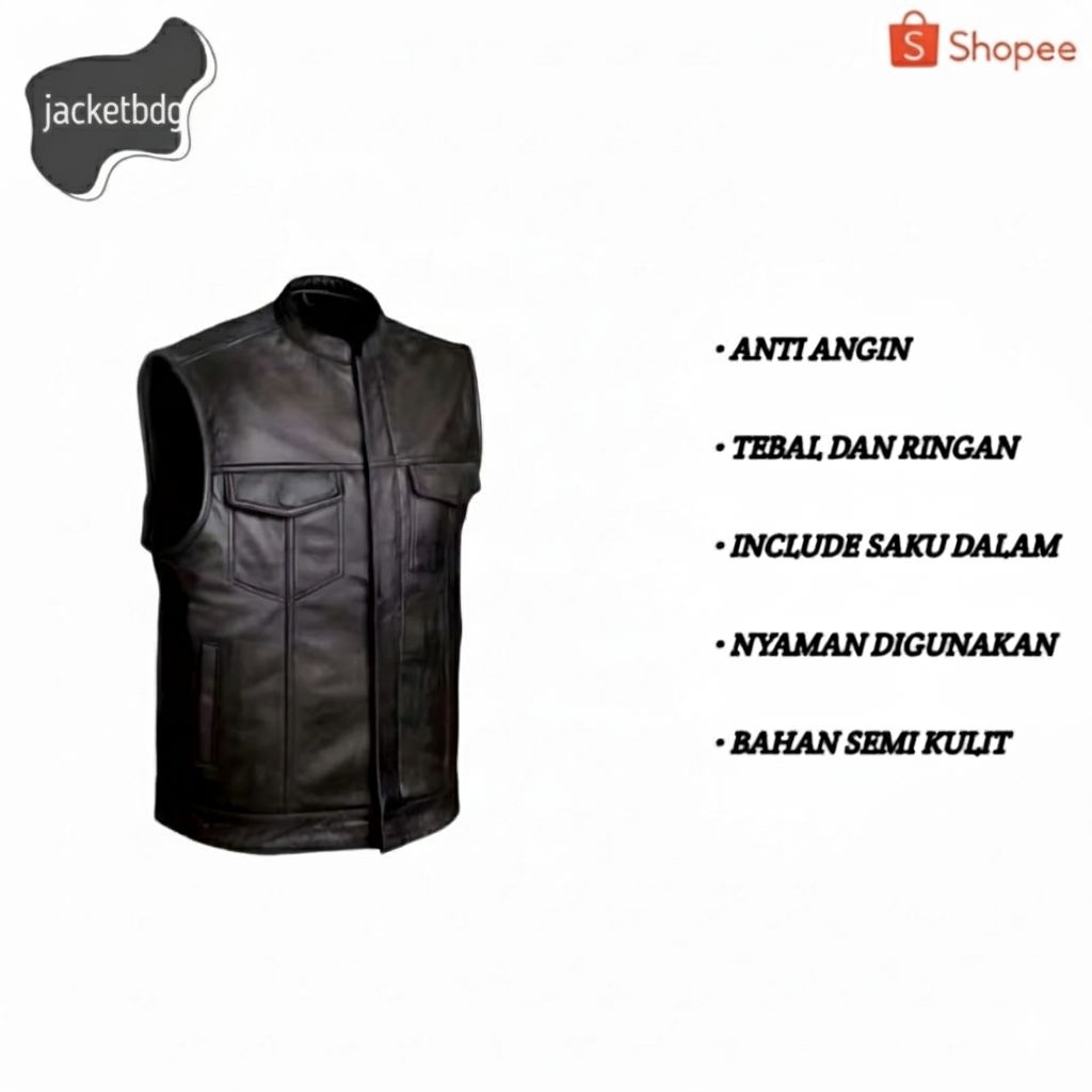 Rompi Motor Pria Kulit Garut / Jaket Motor Touring Keren Tebal Anti Angin